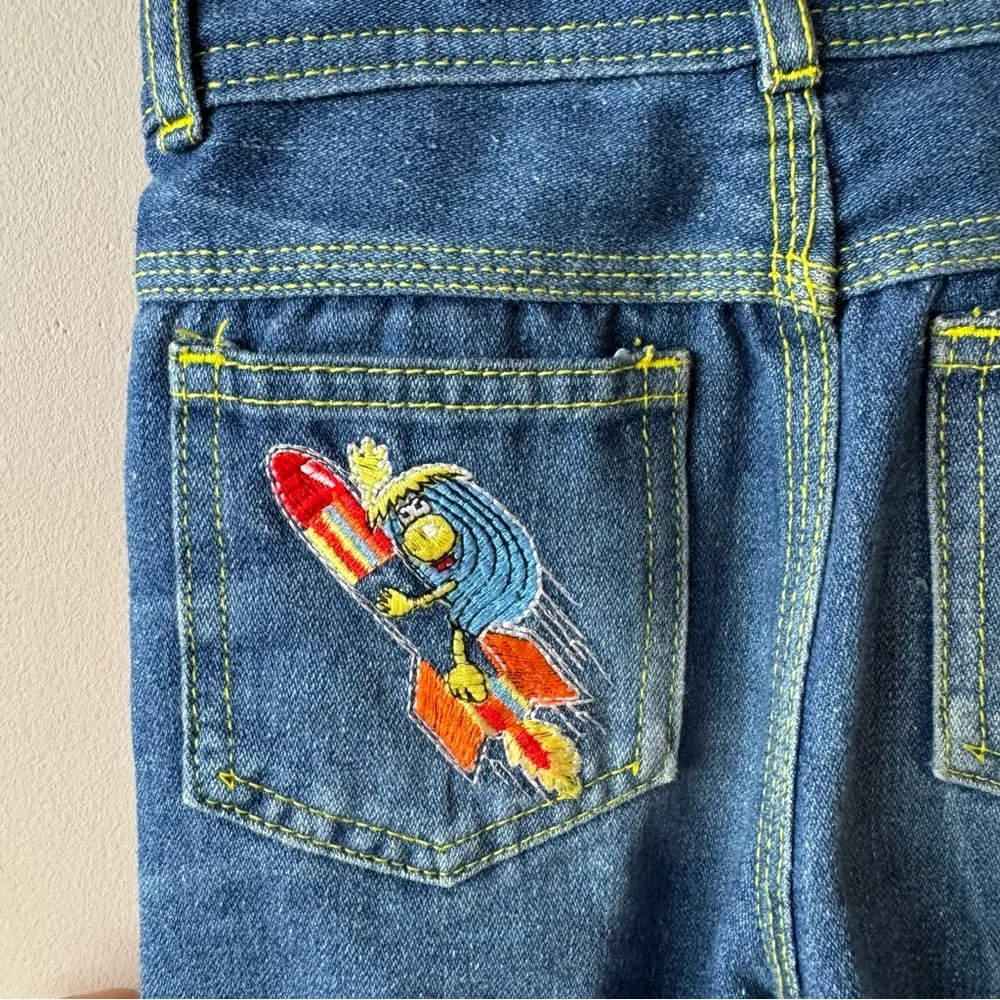 Whammie’s RARE Vintage 70s/80s Collectors Toddler Embroidered Space Jeans Size 5